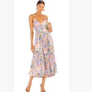 NWT ASTR The Label Blythe Floral Plisse MIDI Dress